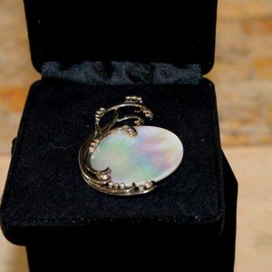 Zealandia Designs Sterling Silver 925 Mother of Pearl Abalone Brooch Pin